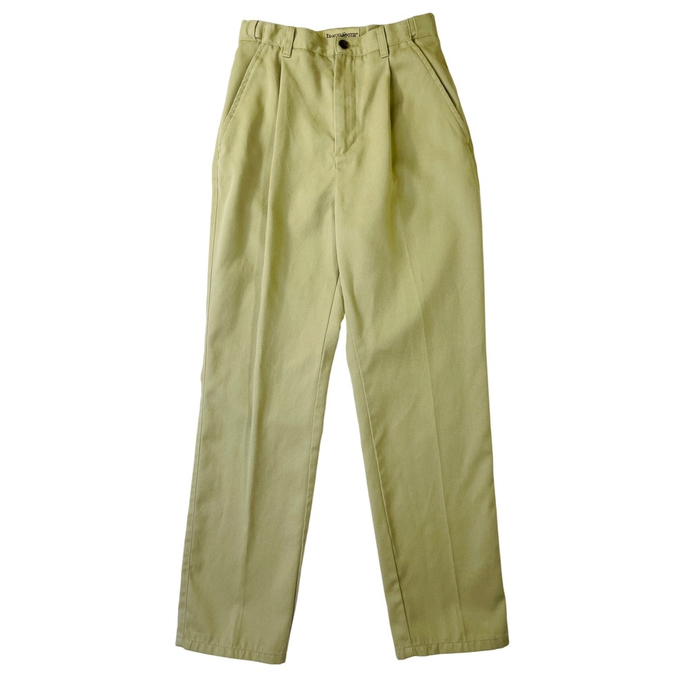 TravelSmith Pleated 4P Chino Pants Khaki Tan High Rise Elastic Waist 27x28.5